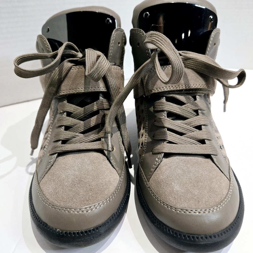 Monika Chiang Artemys Taupe Grommetted High Top Sneakers NEW - Picture 2 of 9